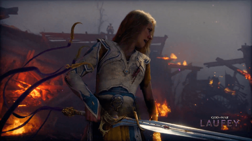 Faye wielding weapons in ethereal Everywhen realm with glowing magical effects surrounding her.